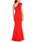 Фото #2 товара Women's Petite Ruffled One-Shoulder Gown