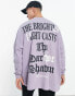 ASOS Dark Future extreme oversized sweatshirt with back gothic slogan print in purple