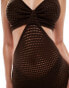 Фото #2 товара In The Style exclusive crochet cut out cami midaxi beach dress in chocolate