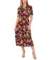 Фото #1 товара Women's Printed Front-Zip Collared Midi Dress