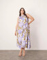 Фото #1 товара ASOS EDITION Curve racer neck maxi dress with d ring in lilac abstract print