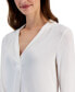 Фото #3 товара Women's 3/4 Sleeve V-Neck Pleat Top, Created for Macy's