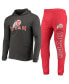 ფოტო #1 პროდუქტის Men's Red, Charcoal Utah Utes Meter Long Sleeve Hoodie T-shirt and Jogger Pants Sleep Set