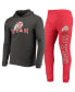 Men's Red, Charcoal Utah Utes Meter Long Sleeve Hoodie T-shirt and Jogger Pants Sleep Set