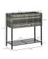 Фото #3 товара Elevated Metal Raised Garden Bed with Rattan Wicker Look, Underneath Tool Storage Rack, Sophisticated Modern Design, Gray