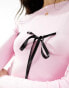 Фото #4 товара ASOS DESIGN slash neck bow ribbon top in pink