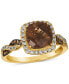 ფოტო #1 პროდუქტის Chocolate Quartz (2 ct. t.w.) & Diamond (1/3 ct. t.w.) Halo Braided Ring in 14k Gold