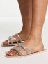 Simmi London Wide Fit Juniper flat sandals with embellished straps in beige