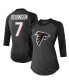 Women's Threads Bijan Robinson Black Atlanta Falcons 3/4 Sleeve Raglan Tri-Blend Player Name and Number T-shirt