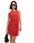 ASOS DESIGN denim halter neck dress in red Красный, S - EU 36-38 - фото #1