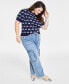 Фото #1 товара Trendy Plus Size Cherry Jacquard Short-Sleeve Sweater, Created for Macy's
