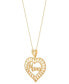 Mama Open Heart Pendant Necklace in 10k Gold, 16" + 2" extender