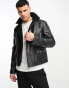 Фото #1 товара Bolongaro Trevor faux leather sheeling biker jacket in black