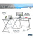 L-Shaped Tempered Glass Top Computer Desk With Pull Out Keyboard Panel, Clear