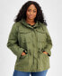 Фото #1 товара Plus Size Cotton Hooded Military Zip-Front Jacket