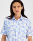 Men's Palm Breeze Regular-Fit Stretch Printed Button-Down Poplin Shirt, Created for Macy's