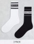 Фото #2 товара Dickies genola crew socks in white and black multi two pack