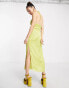 Фото #4 товара Topshop geo floral cut out halter dress in light green