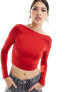 Фото #1 товара Bershka long sleeve slash neck open back top in red