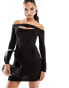 Фото #1 товара Missyempire cut out bardot mini dress in black