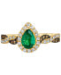 Costa Smeralda Emeralds (3/8 ct. t.w.) & Diamond (1/3 ct. t.w.) Pear Halo Ring in 14k Gold