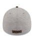 ფოტო #2 პროდუქტის Men's Heather Gray, Brown Cleveland Browns Striped 39THIRTY Flex Hat