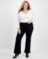 Фото #1 товара Plus Size Mid-Rise Pull-On Straight-Leg Pants, Created for Macy's