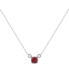 ფოტო #1 პროდუქტის Cushion Cut Garnet Gemstone, Natural Diamond 14K White Gold Birthstone Necklace