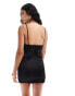 Pull&Bear bow detail strappy satin mini dress in black Черный, M - EU 38 - фото #4