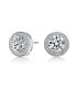 Фото #1 товара Sterling Silver with Rhodium Plated Clear Round Cubic Zirconia Solitaire Halo Stud Earrings
