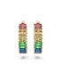ფოტო #3 პროდუქტის Multicolored Baguette Cut Gold-Tone Plated Matrix Hoop Earrings