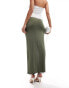 New Look slinky midi skirt in khaki