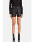 Фото #1 товара Women's Black Leather Shorts, Leather Biker Shorts