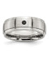 ფოტო #3 პროდუქტის Stainless Steel Center Black Cubic Zirconia Band Ring