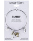 Two-Tone Family Tree Message Charm Bangle Bracelet in Stainless Steel with Silver Plated Charms