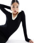 Фото #4 товара Nobody's Child Peyton long sleeve contrast knit midi dress in black
