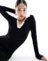 Фото #2 товара Nobody's Child Peyton long sleeve contrast knit midi dress in black