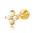 Delicate gold-plated piercing earring with white crystals