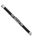 ფოტო #2 პროდუქტის Stainless Steel Enameled Skull Cross Black Leather Bracelet