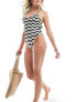 & Other Stories v neck swimsuit in black & white wave print