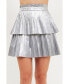 Women's Shiny Pu Pleated Mini Skirt