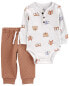 Фото #4 товара Baby 2-Piece Animal Print Bodysuit Pant Set 12M