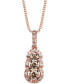 ფოტო #1 პროდუქტის Chocolate Diamond (3/8 ct. t.w.) & Nude Diamond (1/5 ct. t.w.) Graduated 18" Pendant Necklace in 14k Rose Gold