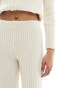 Fashionkilla knitted straight leg trousers co-ord in cream Бежевый, 42 - фото #4