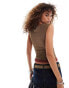 COLLUSION double layer cap sleeve top in chocolate