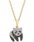 Фото #1 товара Wrapped black & White Diamond Panda 18" Pendant Necklace (1/10 ct. t.w.) in 10k Gold, Created for Macy's