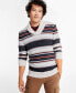 Фото #4 товара Men's Blanket Stripe Shawl Sweater, Created for Macy's