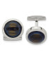 Фото #1 товара Stainless Steel Blue and Brown Cat's Eye Circle Cufflinks