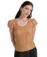 Фото #2 товара Women's Textured Scoop-Neck Puff-Sleeve Top