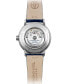 ფოტო #4 პროდუქტის Men's Swiss Automatic Maestro Blue Leather Strap Watch 39.5mm